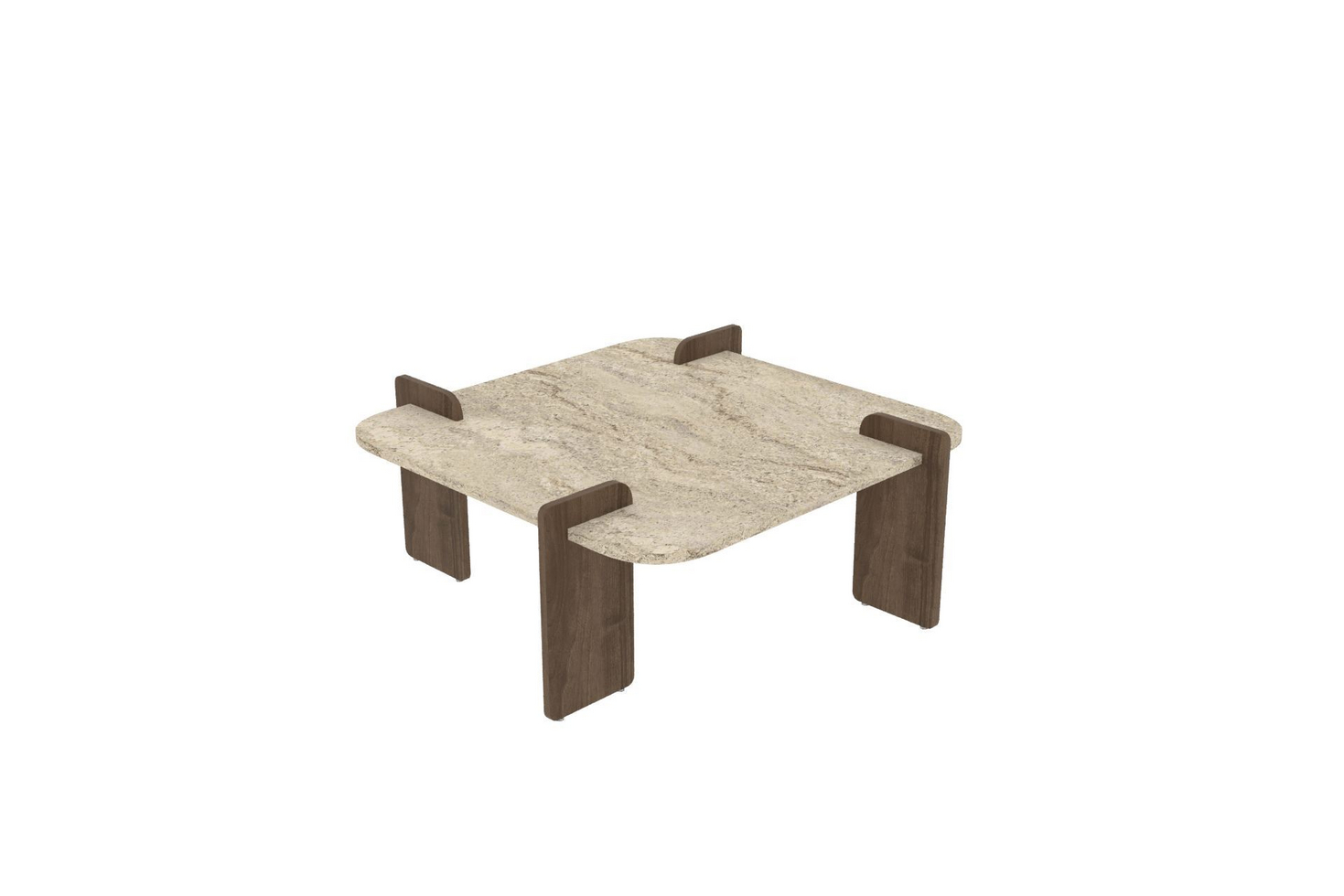 Norda Design moderne sofabord, 90 cm, travertin og valnøtt, 100% melaminbelagt sponplate | stilig og slitesterkt design
