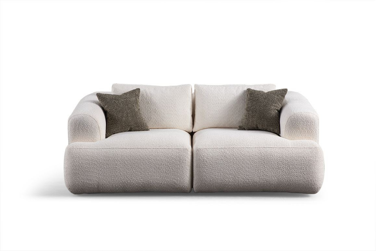 Norda Design stilig 2-seters sofa, hvit, 200x105x85 cm | slitesterk tre-/sponplateramme, 100% polyester, kan renses