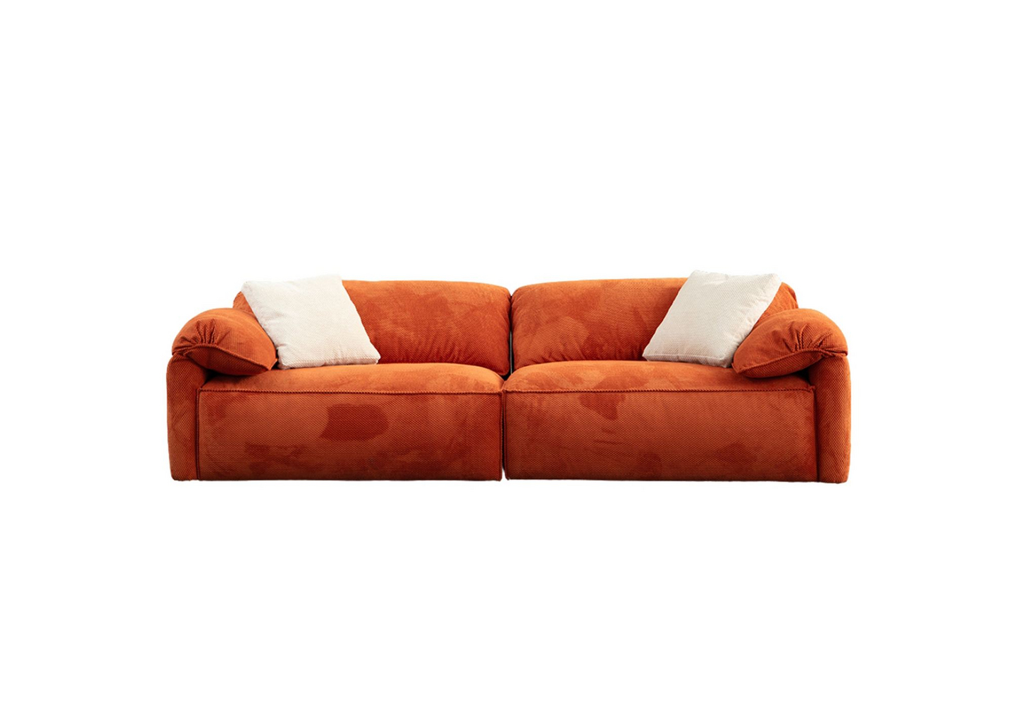 Norda Design stilig 3-seters sofa, oransje, 270 x 105 x 80 cm | slitesterk tre-/sponplateramme, 100% polyester | komfortabel 28 DNS skum og revet skum
