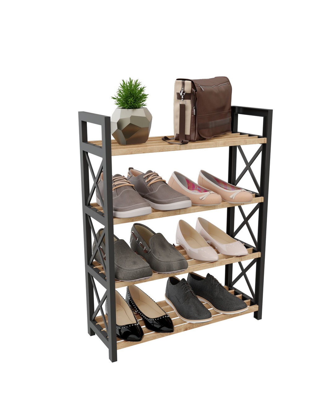 Norda Design moderne multifunksjonell hylle, svart, 46 x 64 x 18 cm | 100% plast tre | stilig industriell design