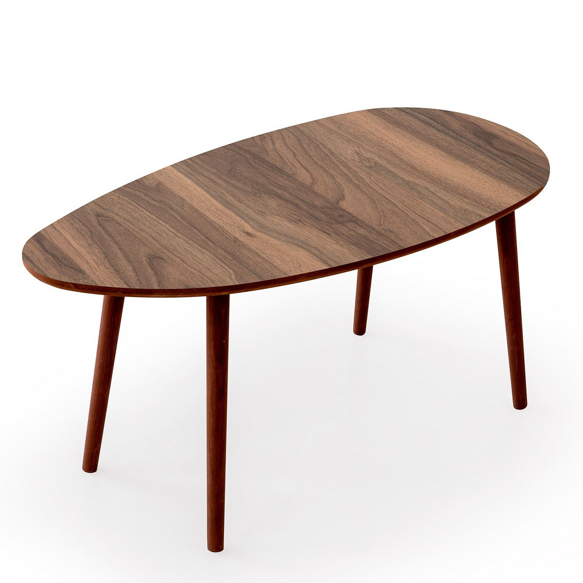 Norda Design moderne valnøtt sofabord, 100 cm x 50 cm x 45 cm | 100% MDF, 18 mm tykk, treben | stilig og slitesterk