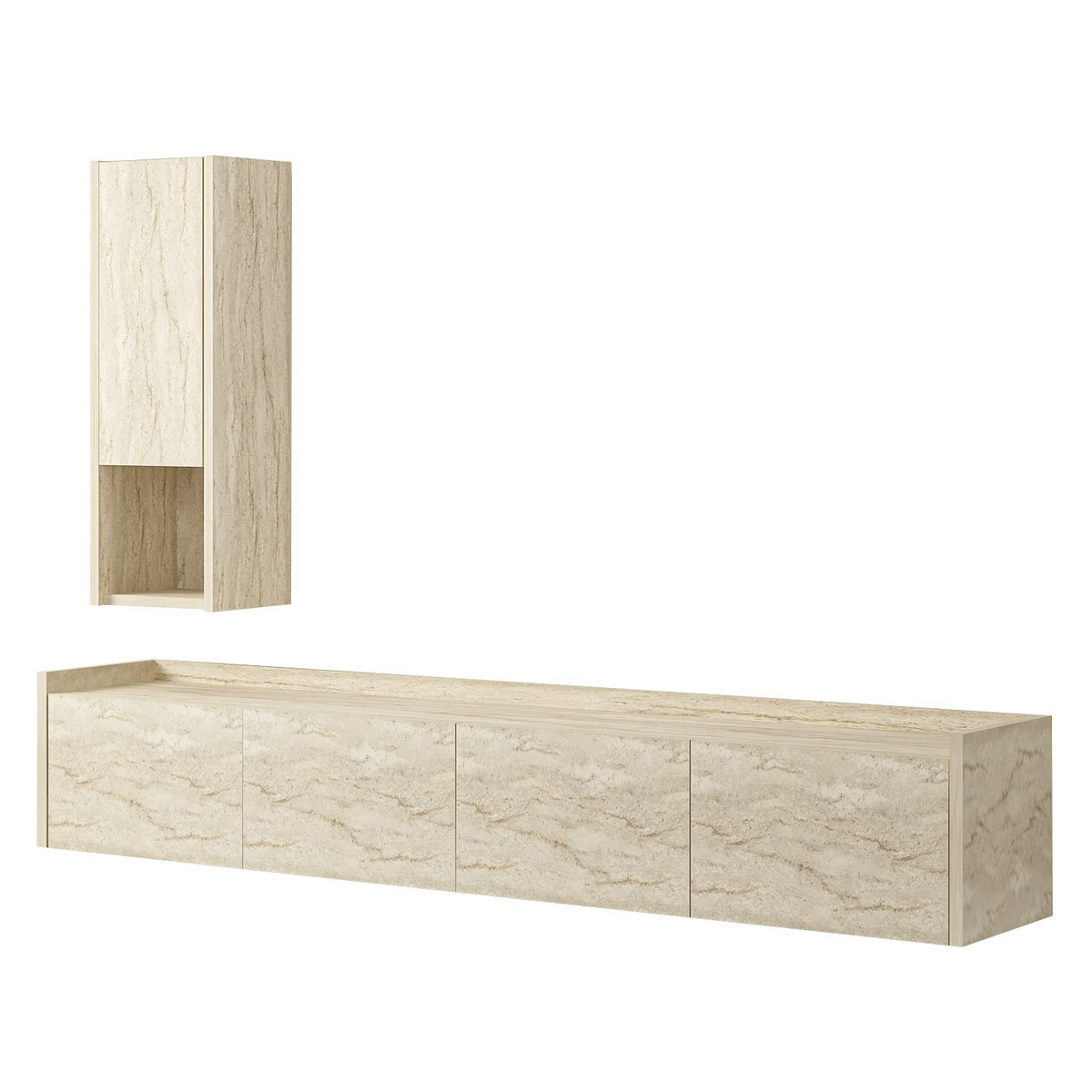 Norda Design TV-benk Sema, travertin, 29,6 × 160 × 35 cm