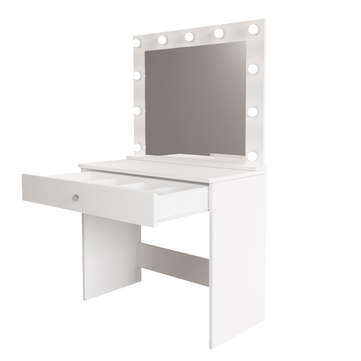 Norda Design Sminkebord Monroe, hvit, 42,5 × 80 × 147 cm (modell 2)