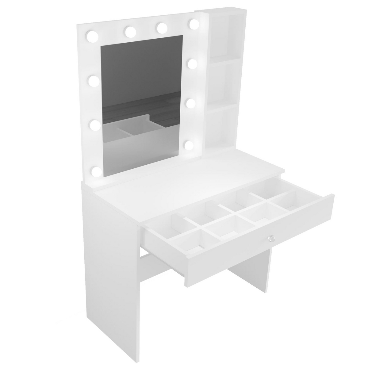 Norda Design Sminkebord Monroe, hvit, 42,5 × 80 × 147 cm (modell 1)