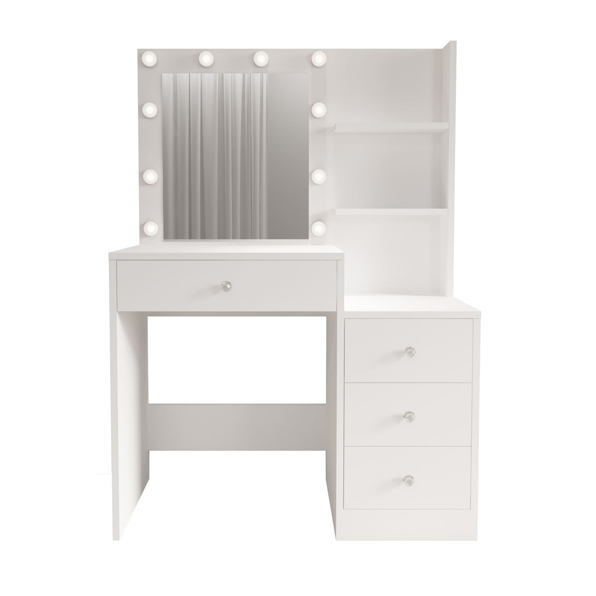 Norda Design Sminkebord Monroe, hvit, 40 × 69,4 × 135 cm (modell 2)