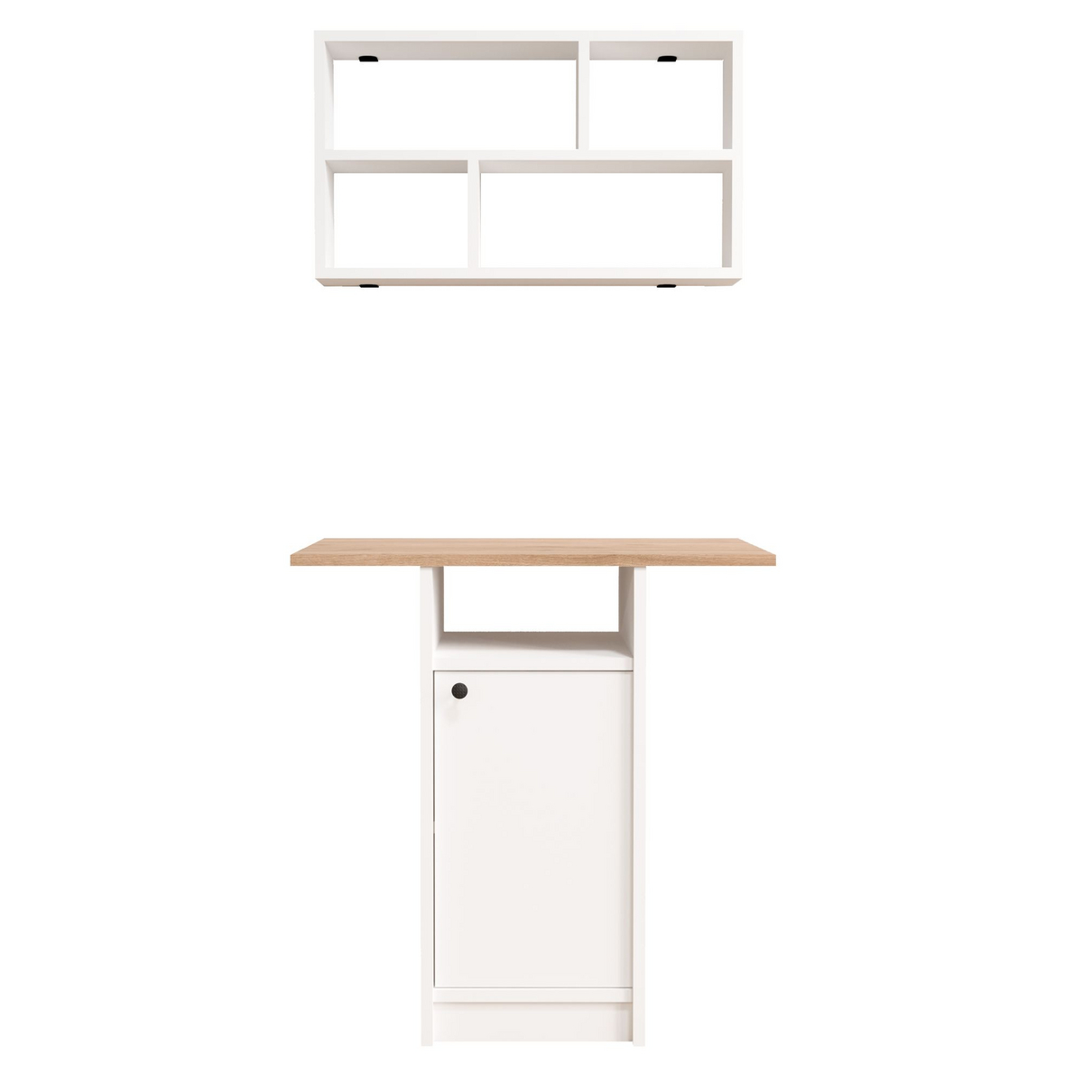 Norda Design Spisebord og vegghylle, 2 deler Nord, hvit/eik, 44,5 × 72 × 73,8 cm