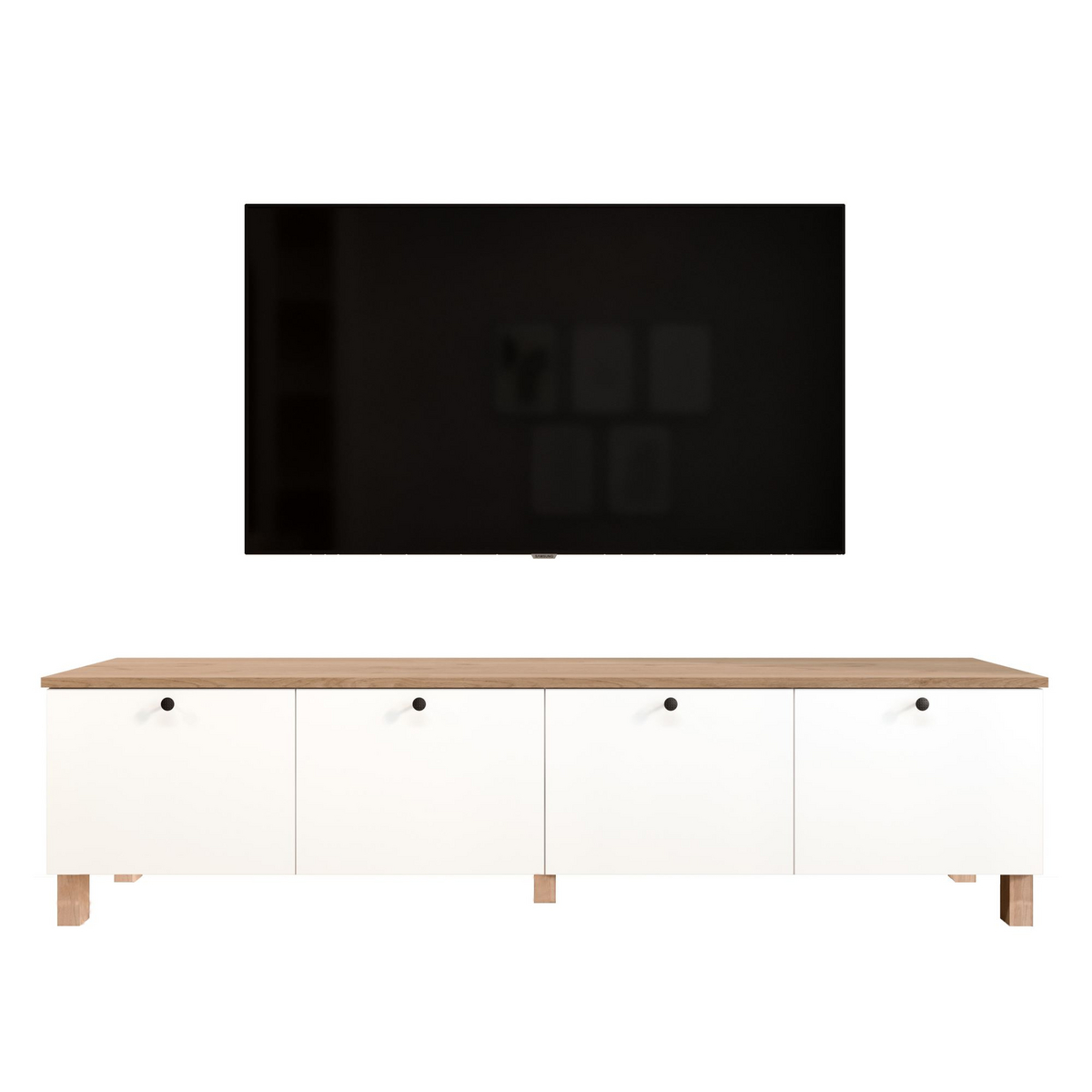 Norda Design TV-benk Nord, hvit/eik, 34,1 × 180 × 45,6 cm