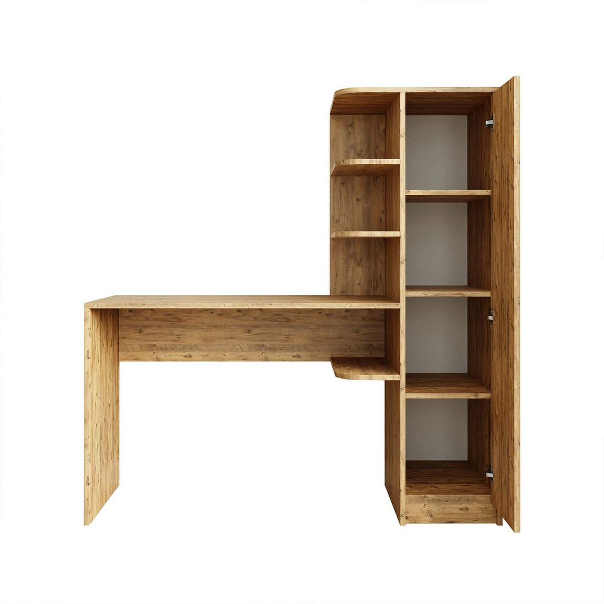 Norda Design Skrivebord og bokhylle Academe, atlantfuru, 50 × 143,2 × 143,2 cm (modell 1)