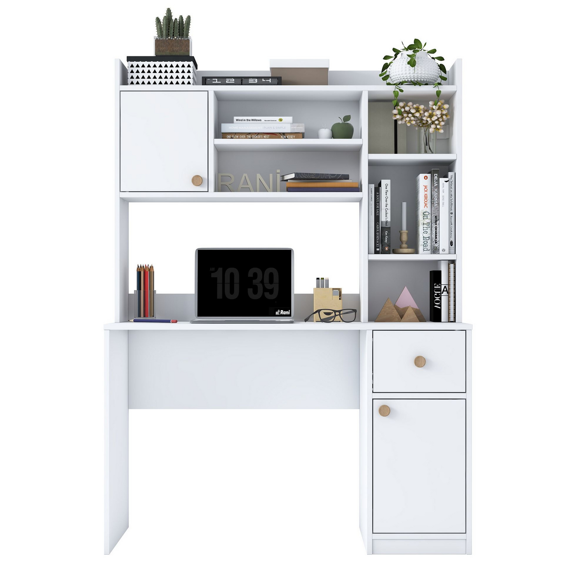 Norda Design Skrivebord og bokhylle Studia, hvit, 50 × 120 × 166 cm