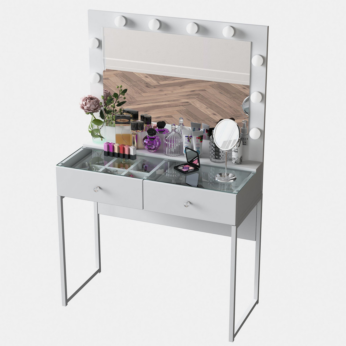 Norda Design Sminkebord Vanita, hvit, 40 × 90 × 141,8 cm
