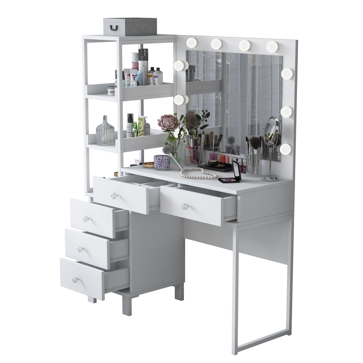 Norda Design Sminkebord Parure, hvit, 40 × 110 × 141,8 cm