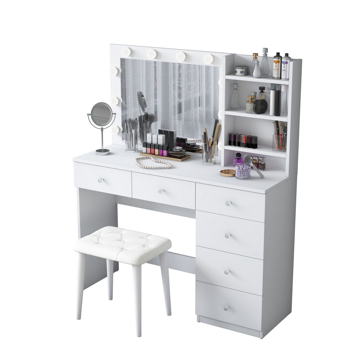 Norda Design Sminkebord Vogue, hvit, 40 × 120 × 141,8 cm