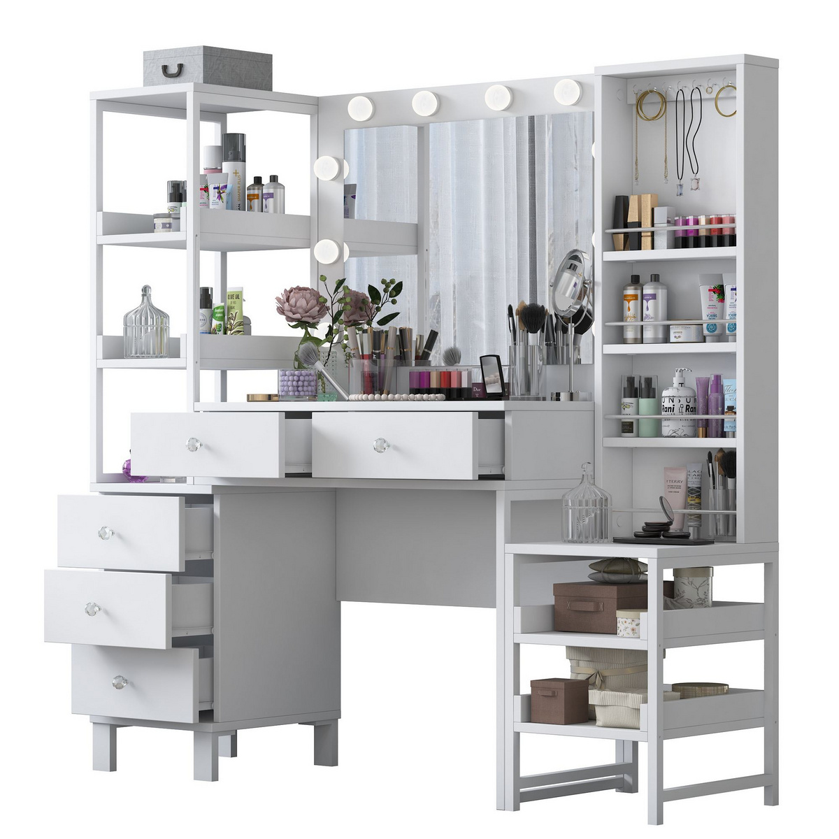 Norda Design Sminkebord Delice, hvit, 40 × 145 × 141,8 cm