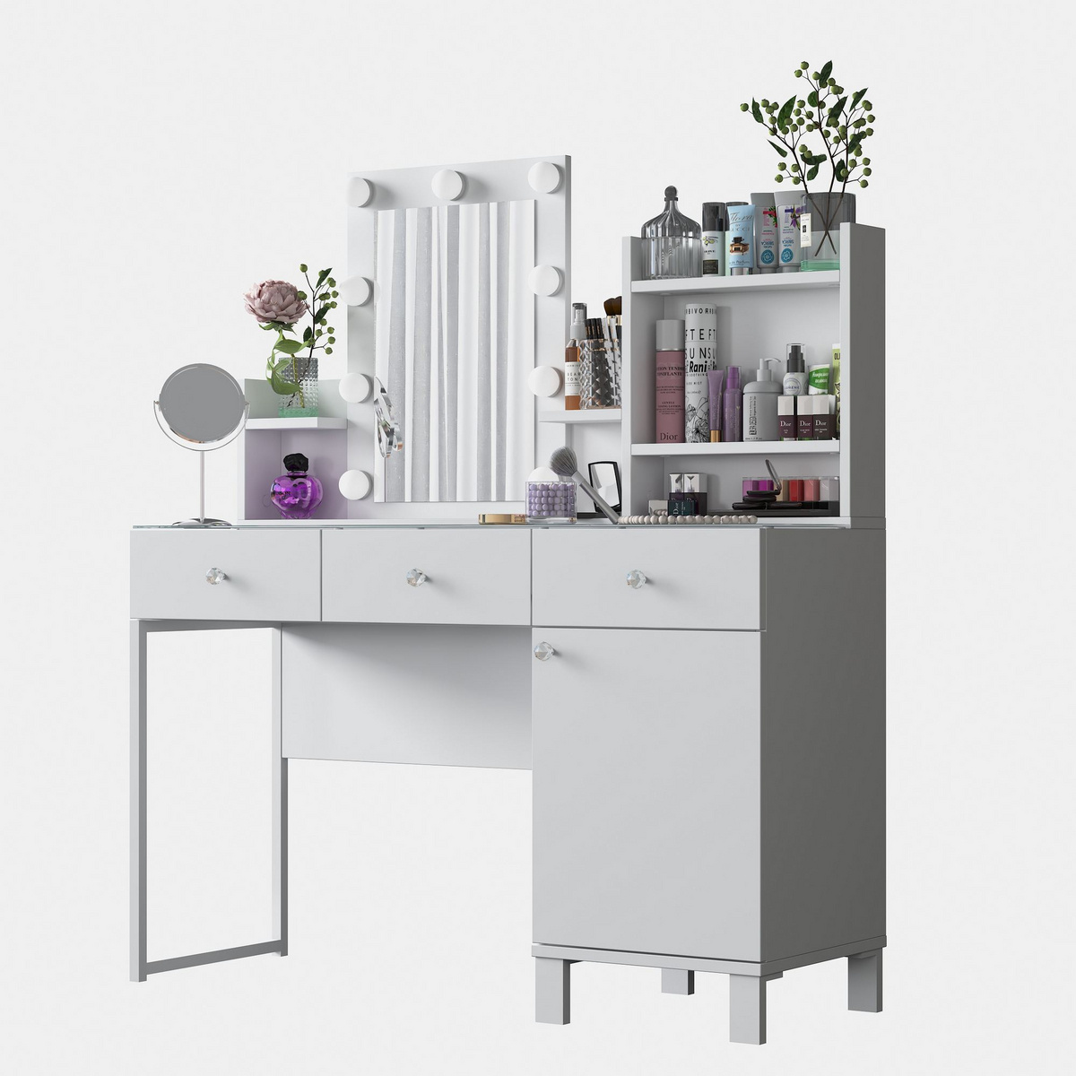 Norda Design Sminkebord Miroir, hvit, 40 × 120 × 136,8 cm