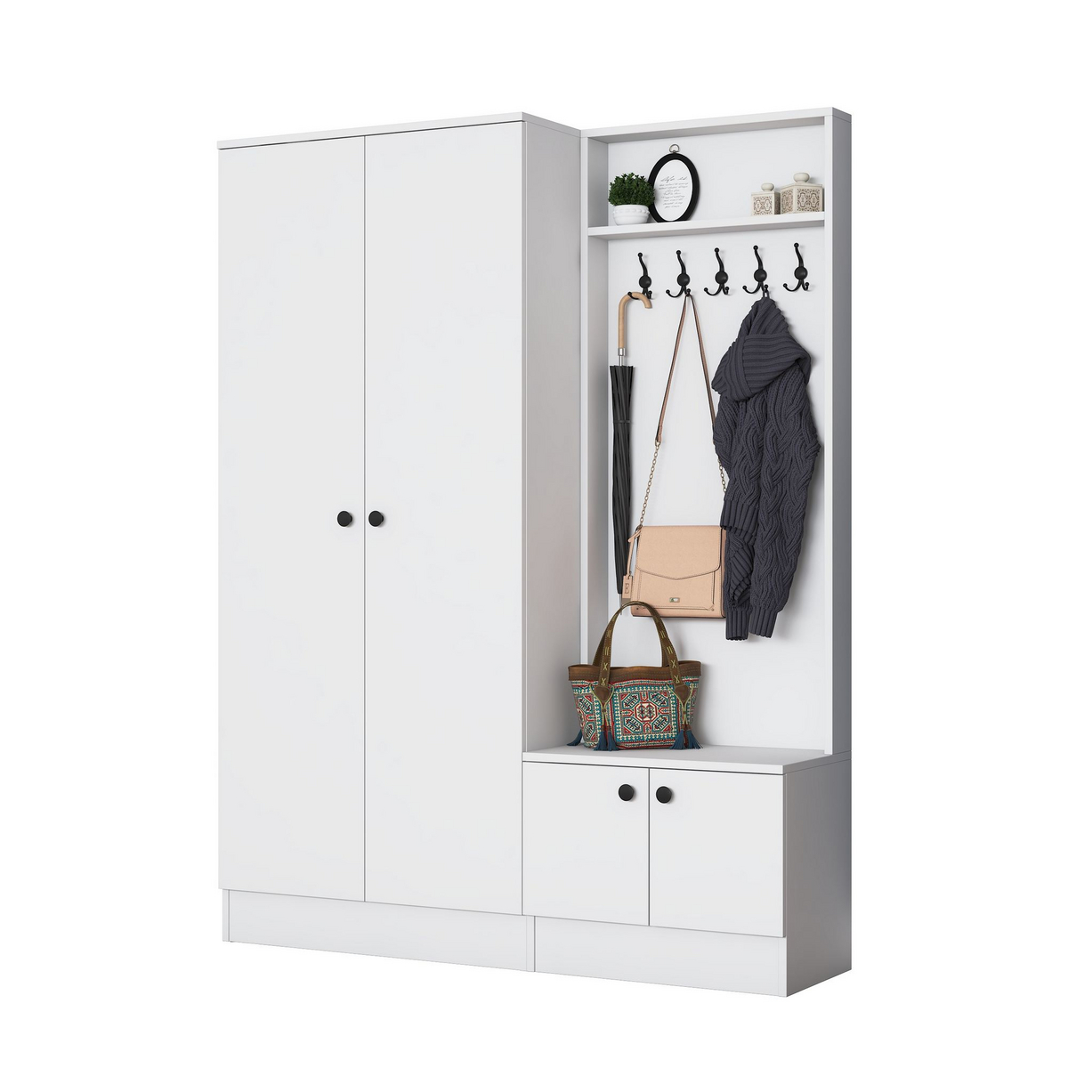 Norda Design Entrémøbel Entryway, hvit, 37,5 × 139,6 × 182,8 cm
