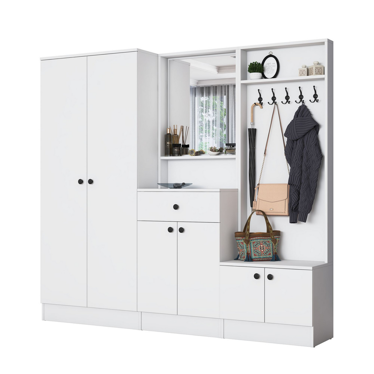 Norda Design Entrémøbel Welcome Post, hvit, 37,5 × 199,4 × 182,2 cm