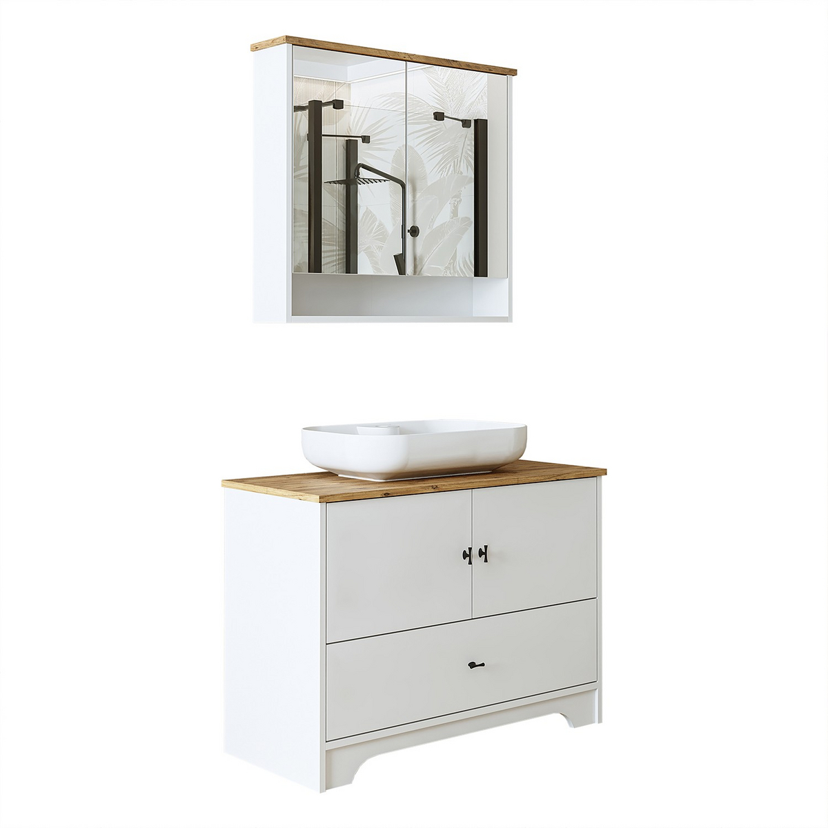 Norda Design Servantskap og speil, 2 deler Luma Duo, matthvit, 17 × 82 × 75 cm