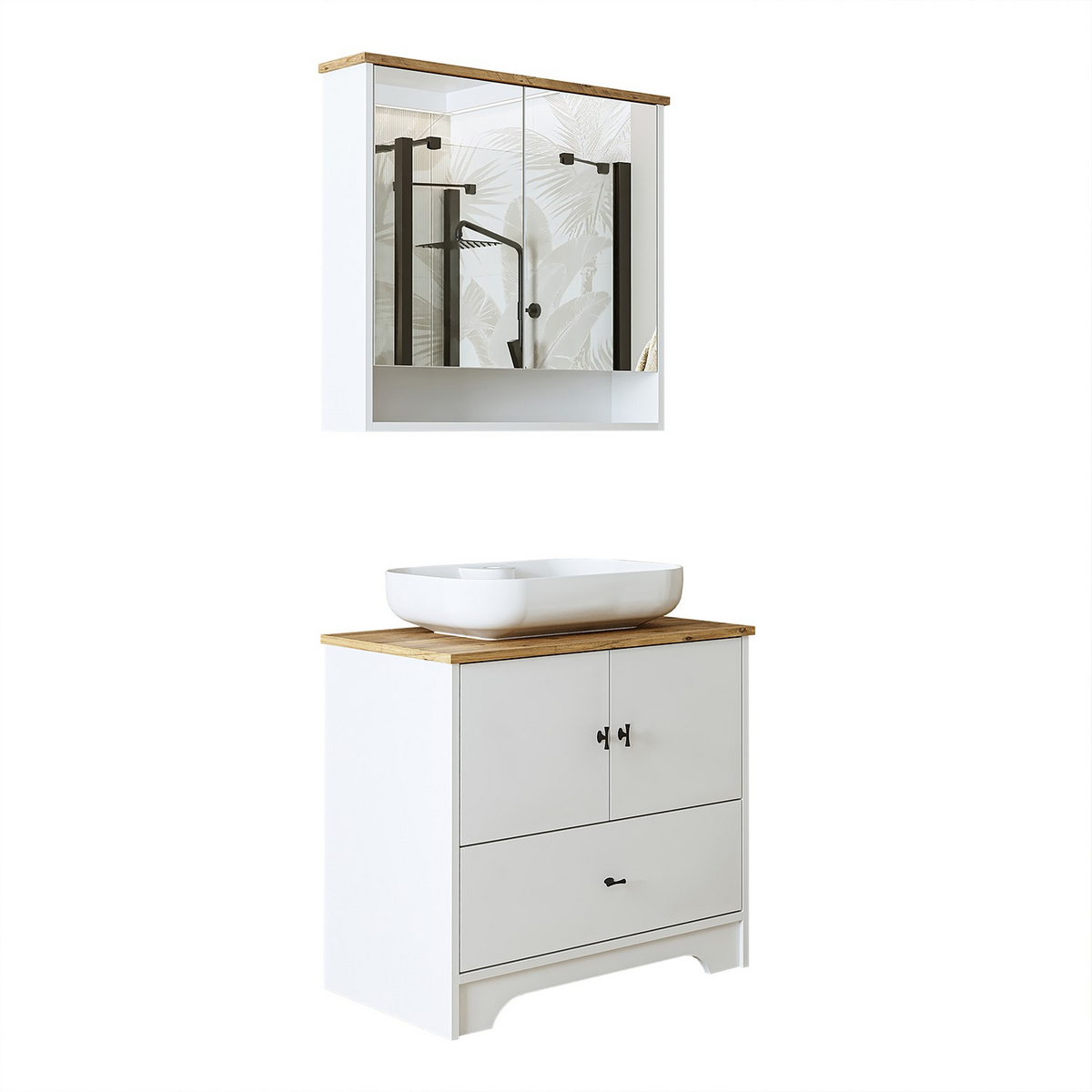 Norda Design Servantskap og speil, 2 deler Mirelle Duo, matthvit, 17 × 82 × 75 cm