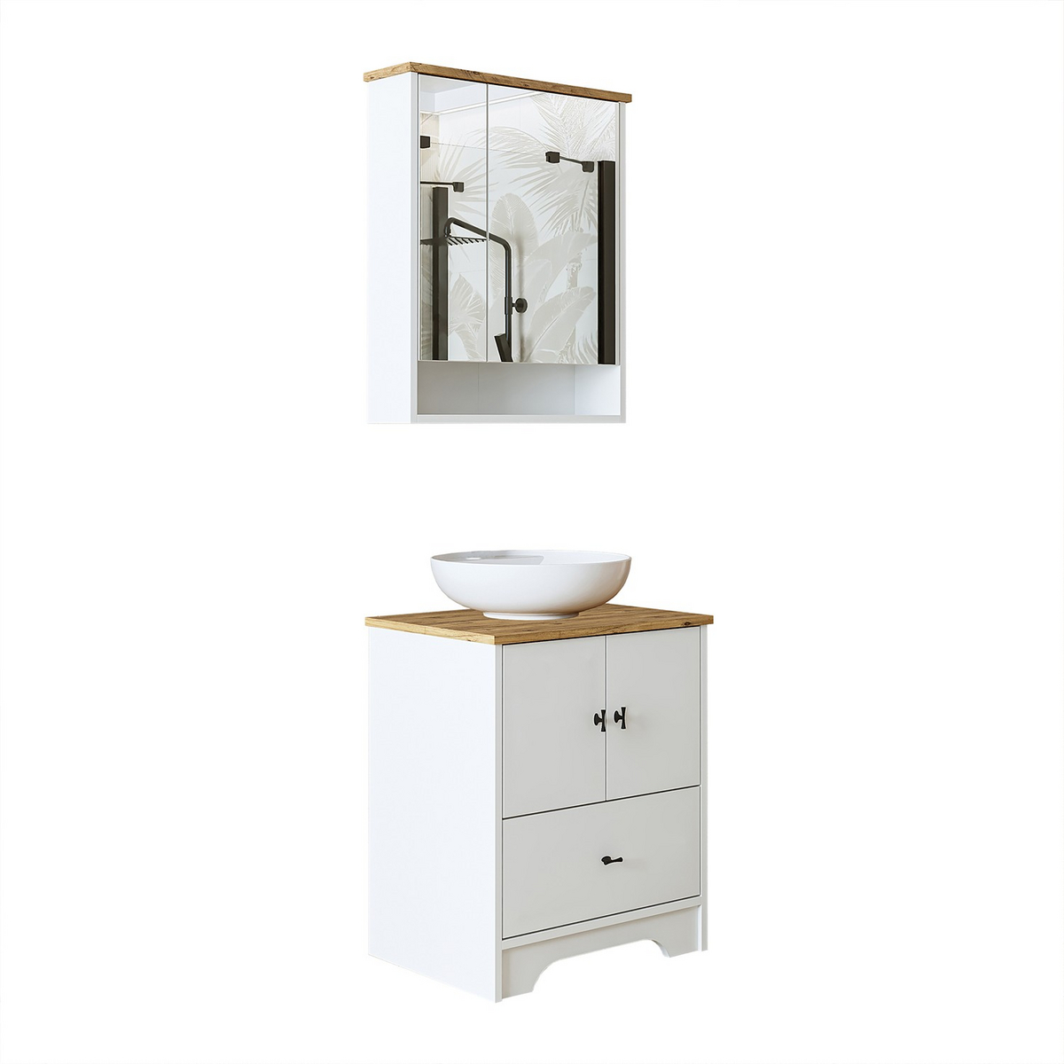 Norda Design Servantskap og speil, 2 deler Reflecta Duo, matthvit, 17 × 62 × 75 cm