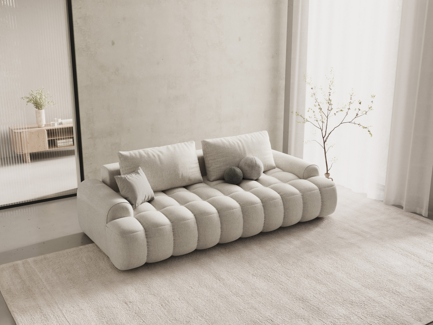 Cosmopolitan Design sovesofa med oppbevaring, "Linz", 4-seter, 250 × 100 × 84 cm, Sorella, svarte plastben