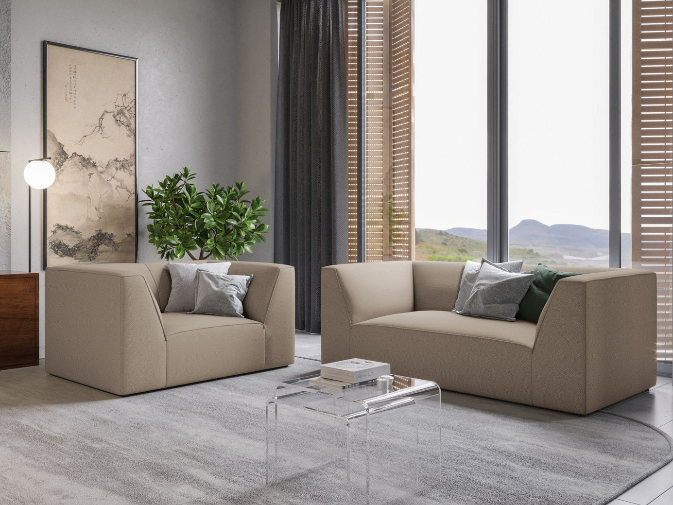 Cosmopolitan Design sofa, "Siena", 2-seter, 174 × 92 × 69 cm, Ottawa, svarte plastben