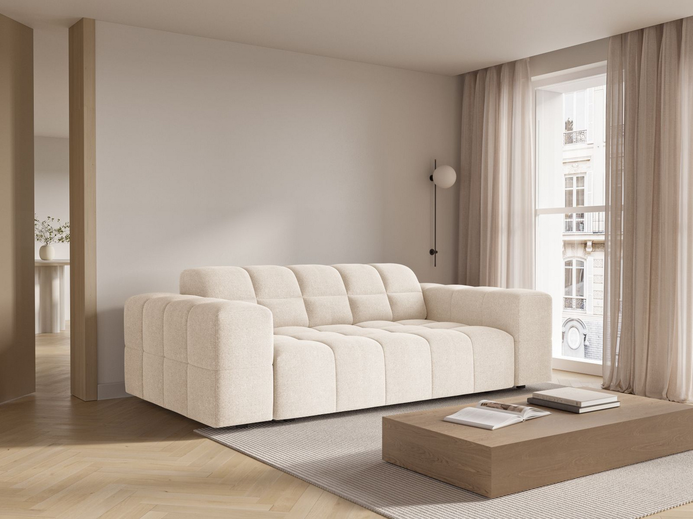 Cosmopolitan Design sofa, "Chicago", 2-seter, 178 × 102 × 78 cm, Haga, svarte plastben
