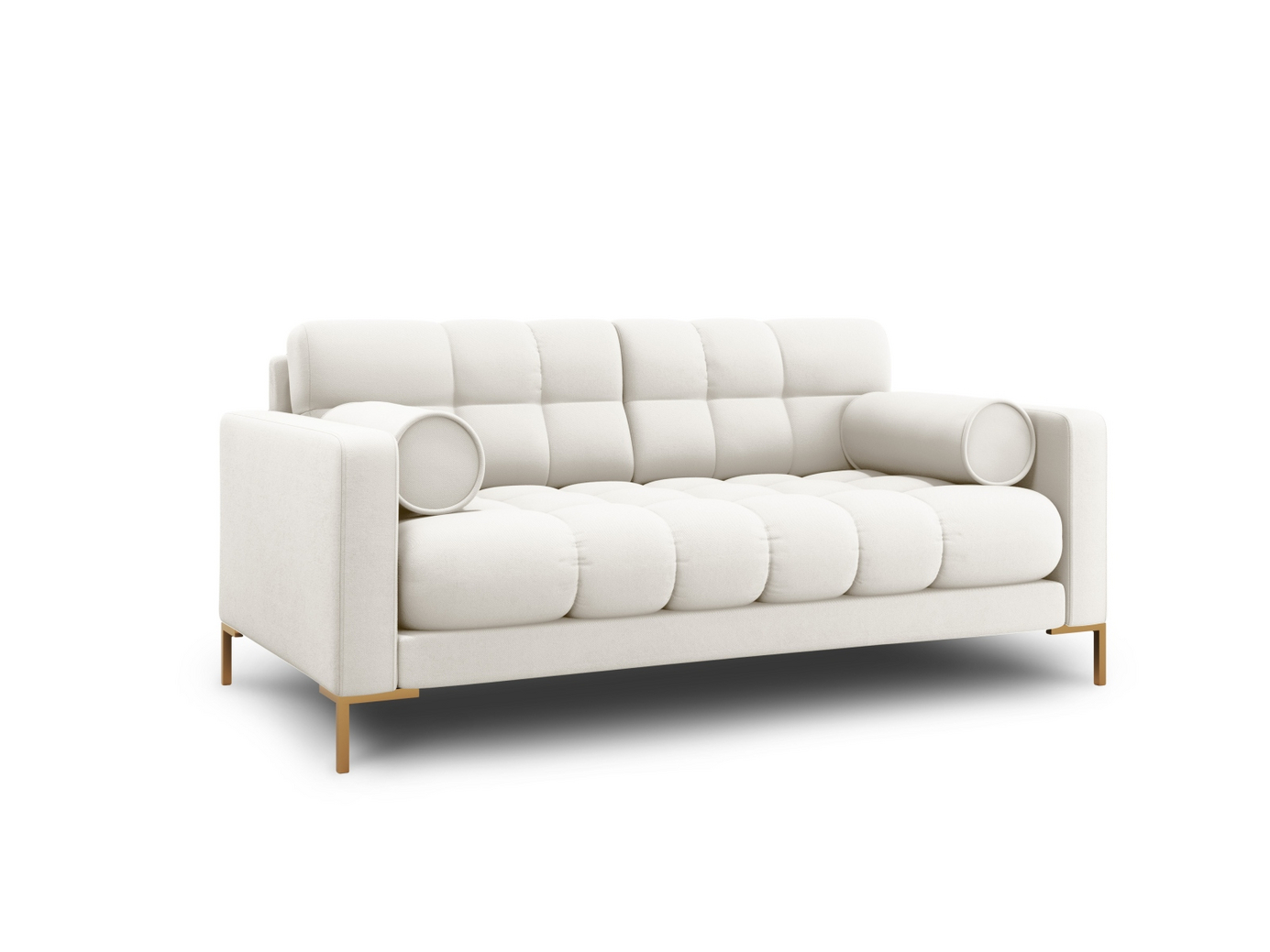 Cosmopolitan Design sofa, "Bali", 2-seter, 152 × 96 × 75 cm, Neve, gullfargede metallben