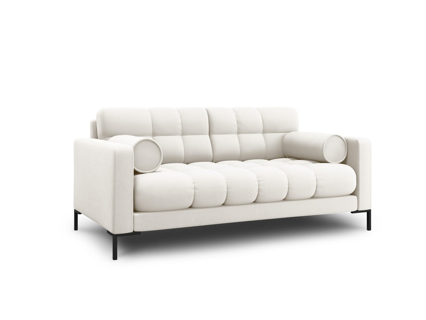 Cosmopolitan Design sofa, "Bali", 2-seter, 152 × 96 × 75 cm, Neve, svarte metallben
