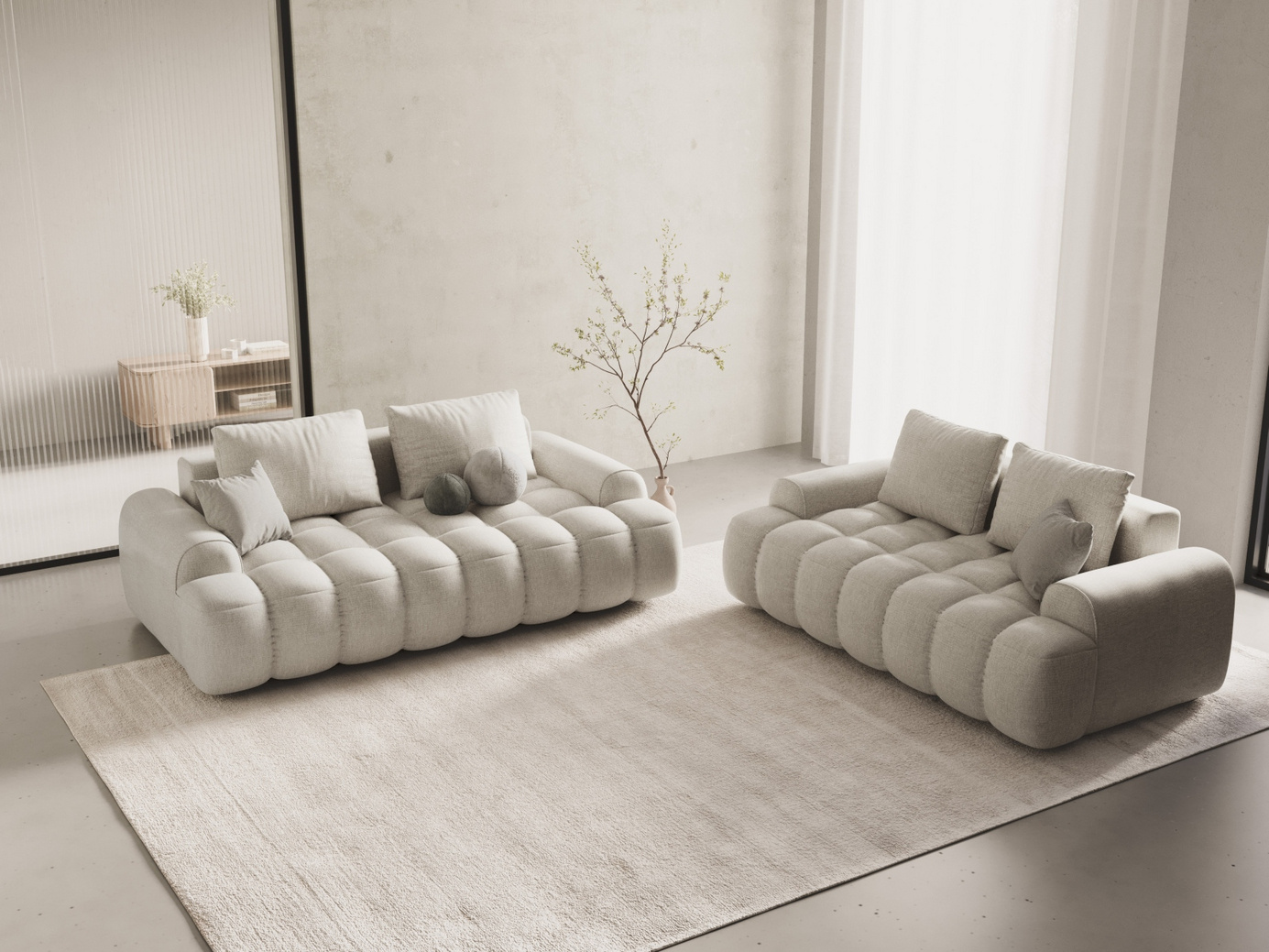 Cosmopolitan Design sofa, "Linz", 2-seter, 175 × 100 × 84 cm, Sorella, svarte plastben