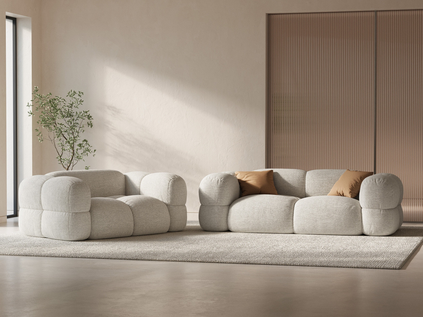 Cosmopolitan Design sofa, "Loretto", 2-seter, 180 × 100 × 68 cm, Sorella, svarte plastben