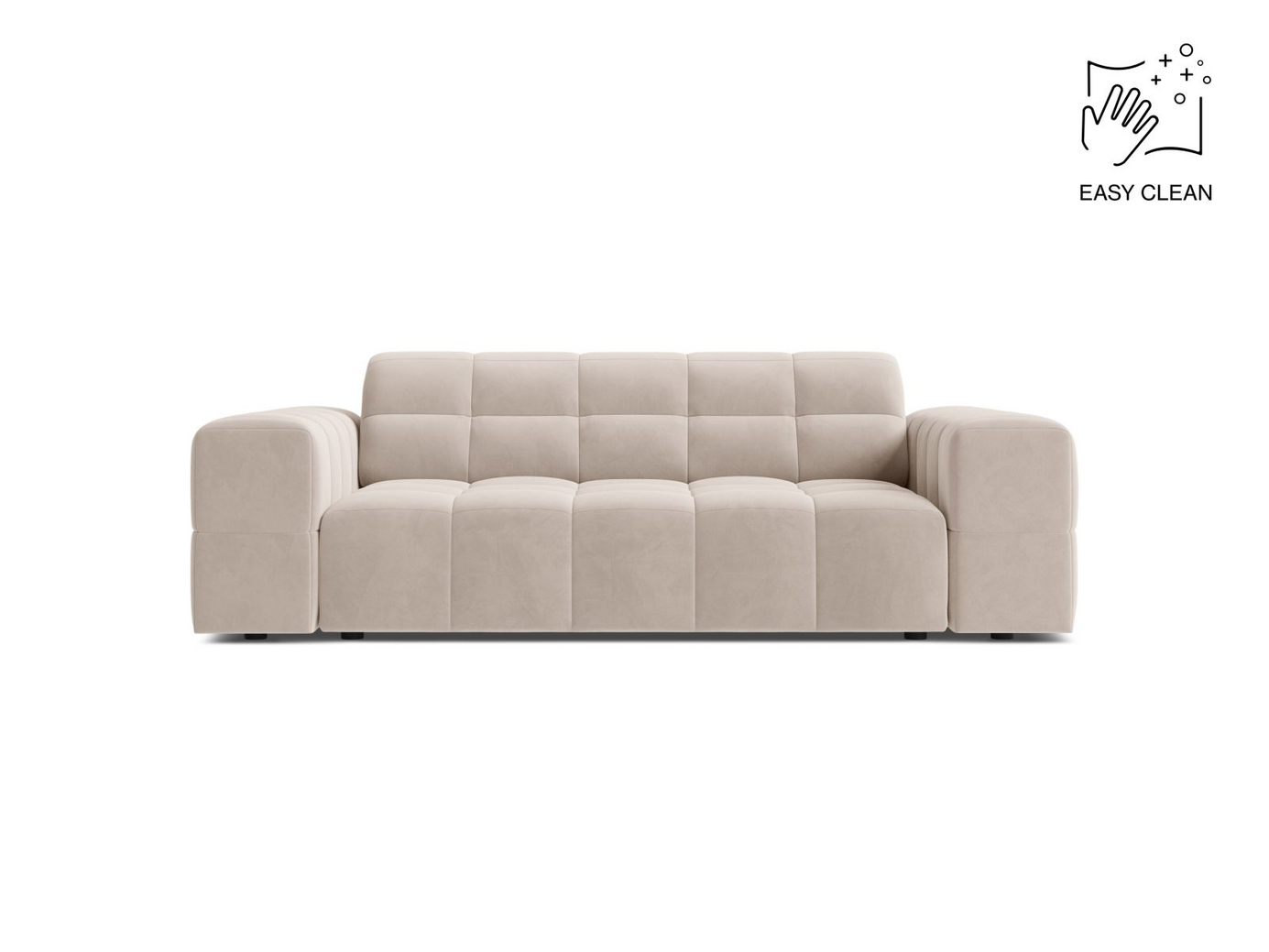 Cosmopolitan Design fløyelssofa, "Chicago", 2-seter, 178 × 102 × 78 cm, Venus, svarte plastben