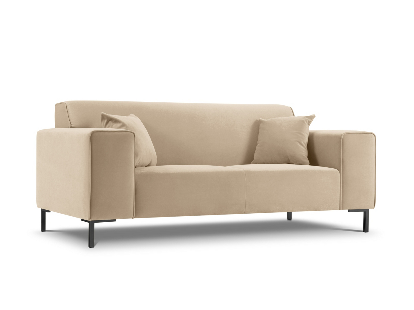 Cosmopolitan Design fløyelssofa, "Siena", 2-seter, 174 × 92 × 69 cm, Salvador, svarte plastben