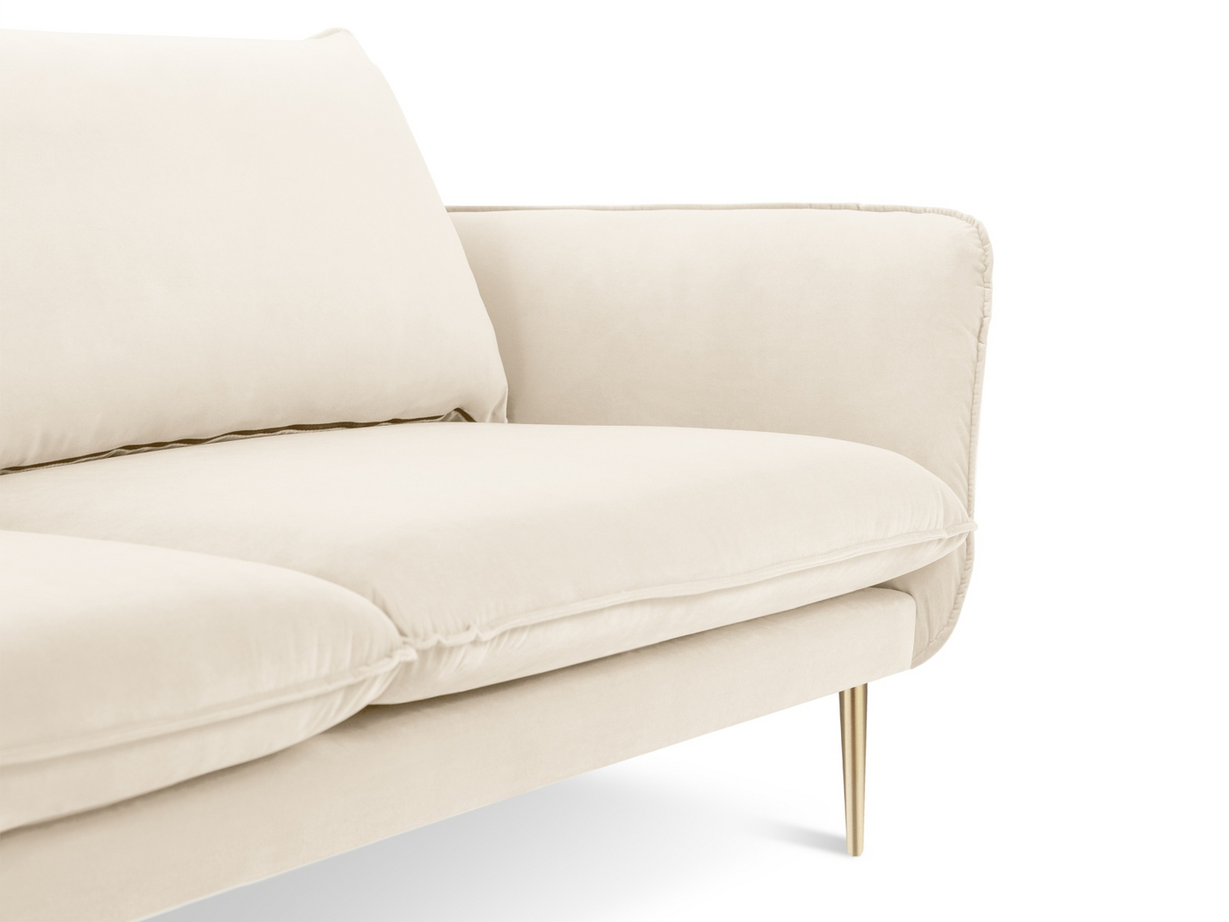 Cosmopolitan Design fløyelssofa, "Vienna", 2-seter, 160 × 92 × 95 cm, Bluvel, gullfargede metallben