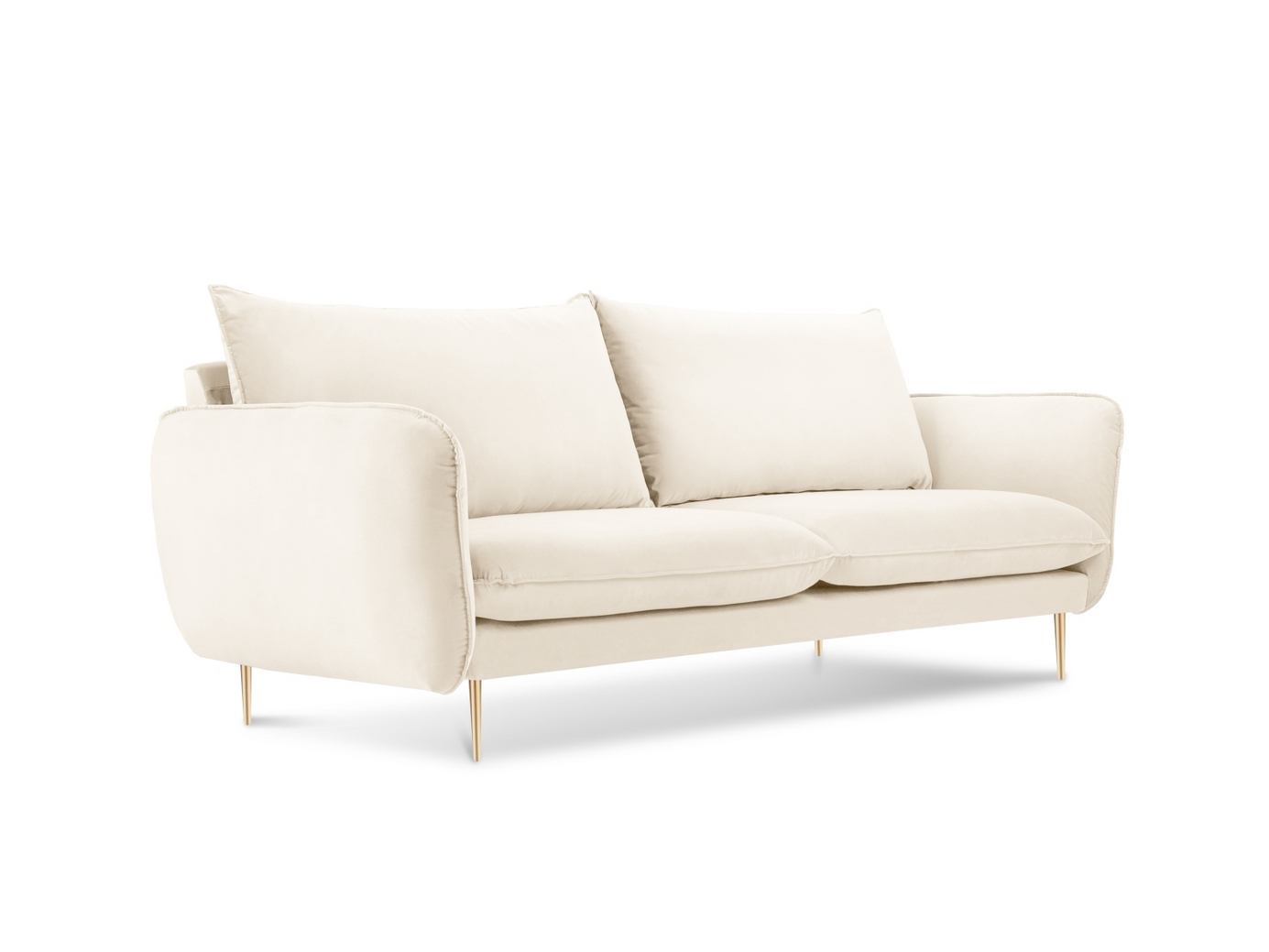 Cosmopolitan Design fløyelssofa, "Vienna", 2-seter, 160 × 92 × 95 cm, Bluvel, gullfargede metallben
