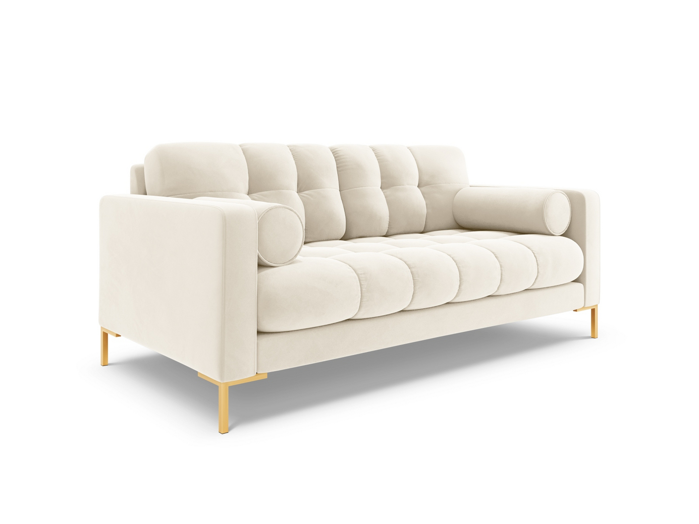 Cosmopolitan Design fløyelssofa, "Bali", 2-seter, 152 × 96 × 75 cm, Bluvel, gullfargede metallben
