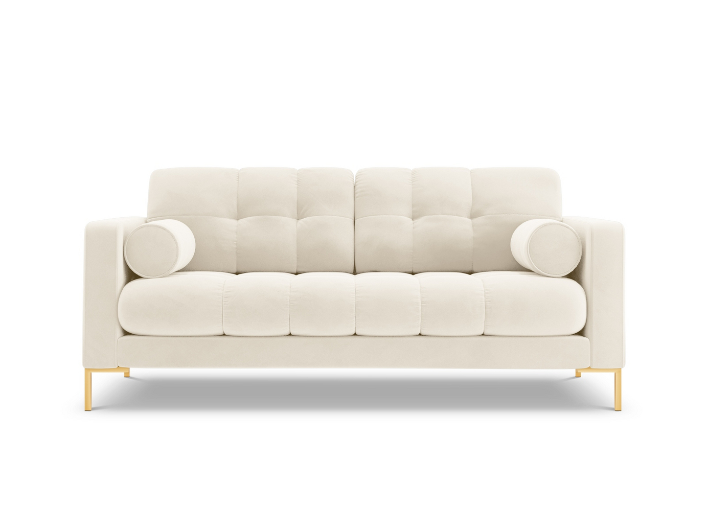 Cosmopolitan Design fløyelssofa, "Bali", 2-seter, 152 × 96 × 75 cm, Bluvel, gullfargede metallben