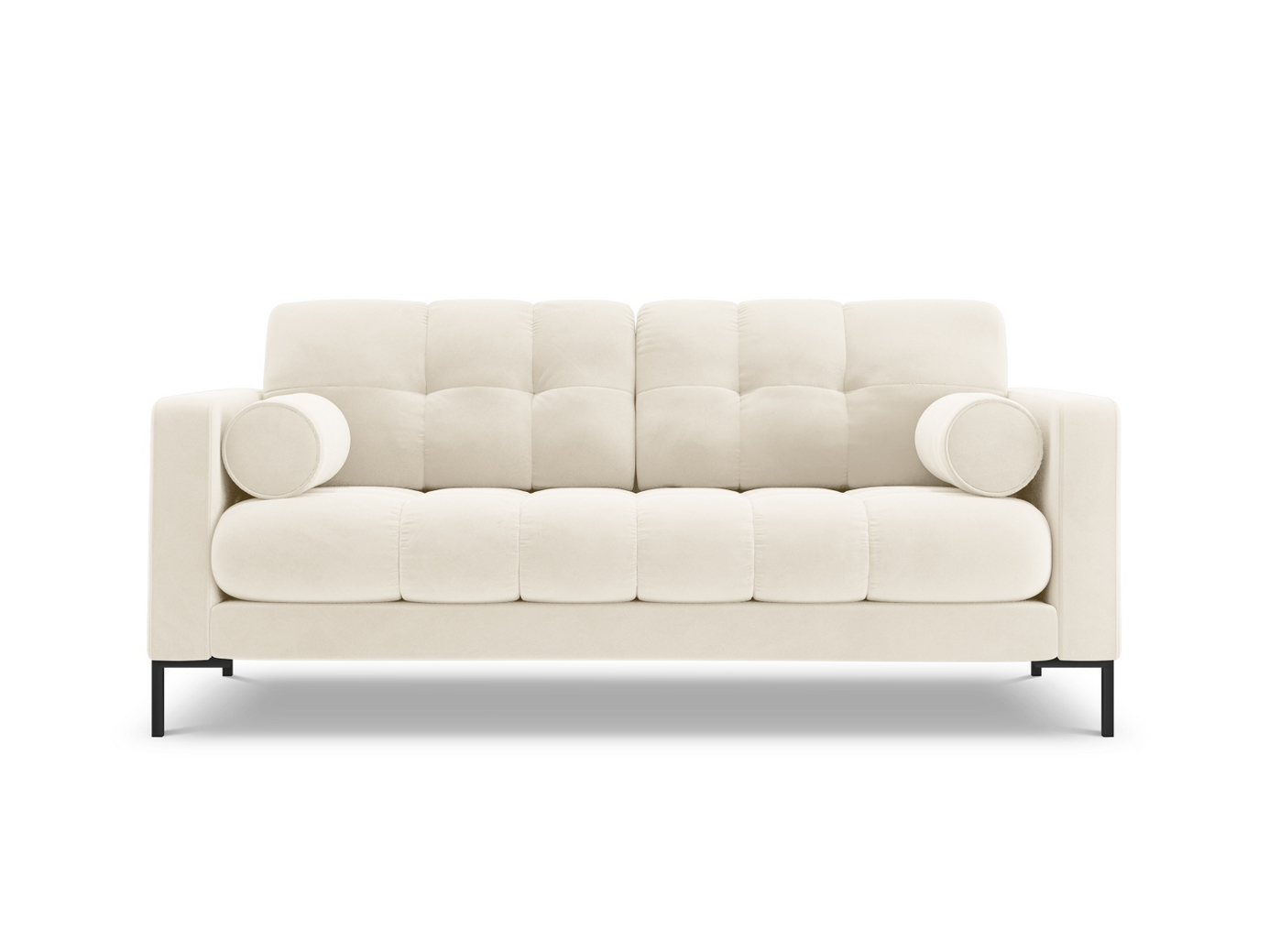 Cosmopolitan Design fløyelssofa, "Bali", 2-seter, 152 × 96 × 75 cm, Bluvel, svarte metallben