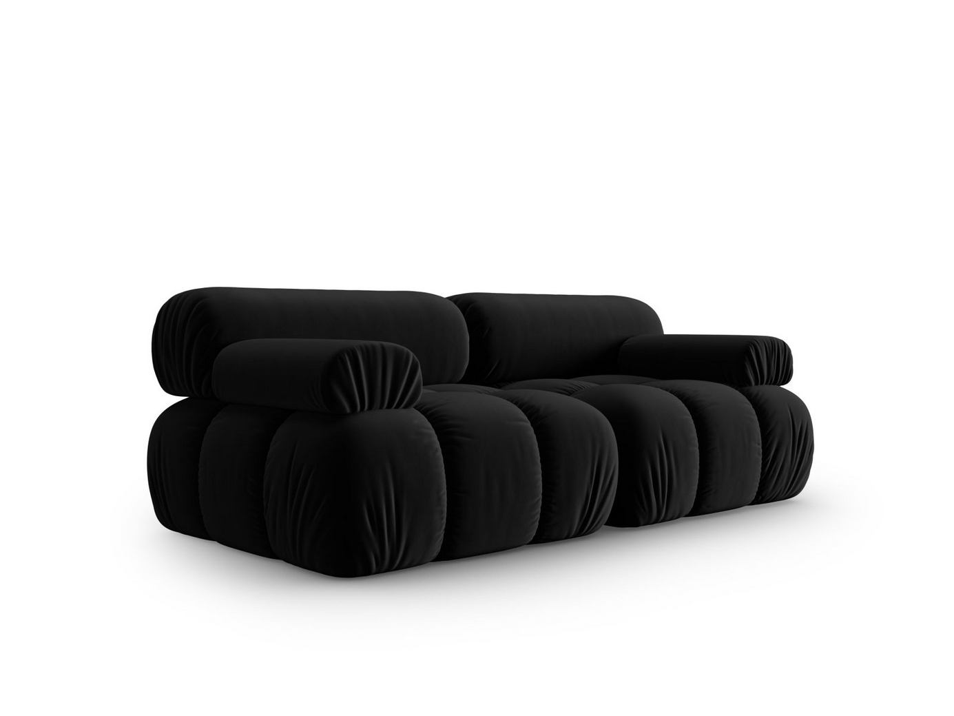 Cosmopolitan Design fløyelsmodulsofa, "Cortina", 2-seter, 188 × 94 × 70 cm, Bluvel, svarte plastben