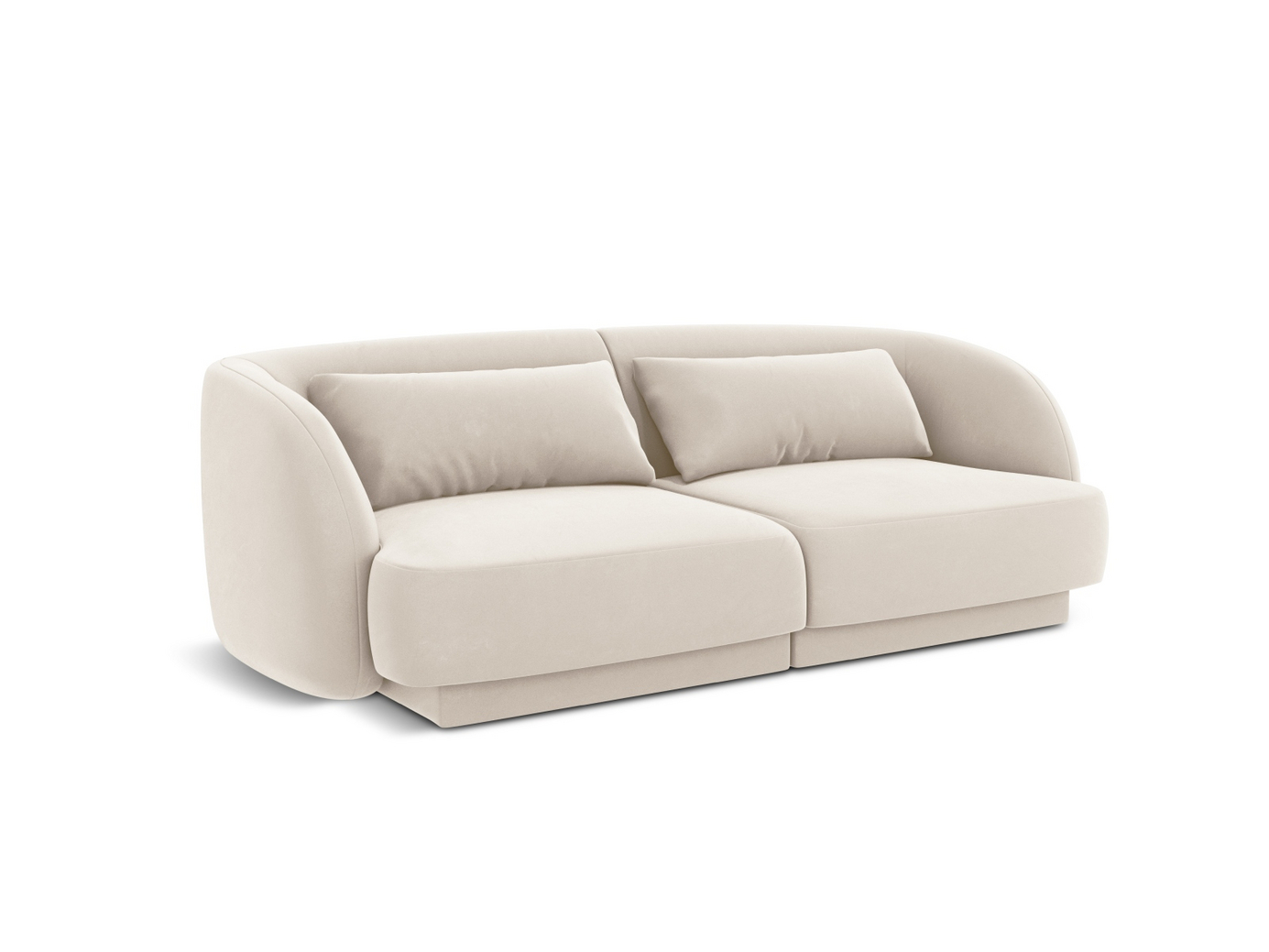 Cosmopolitan Design fløyelssofa, "Tulum", 2-seter, 180 × 90 × 70 cm, Bluvel, svarte plastben