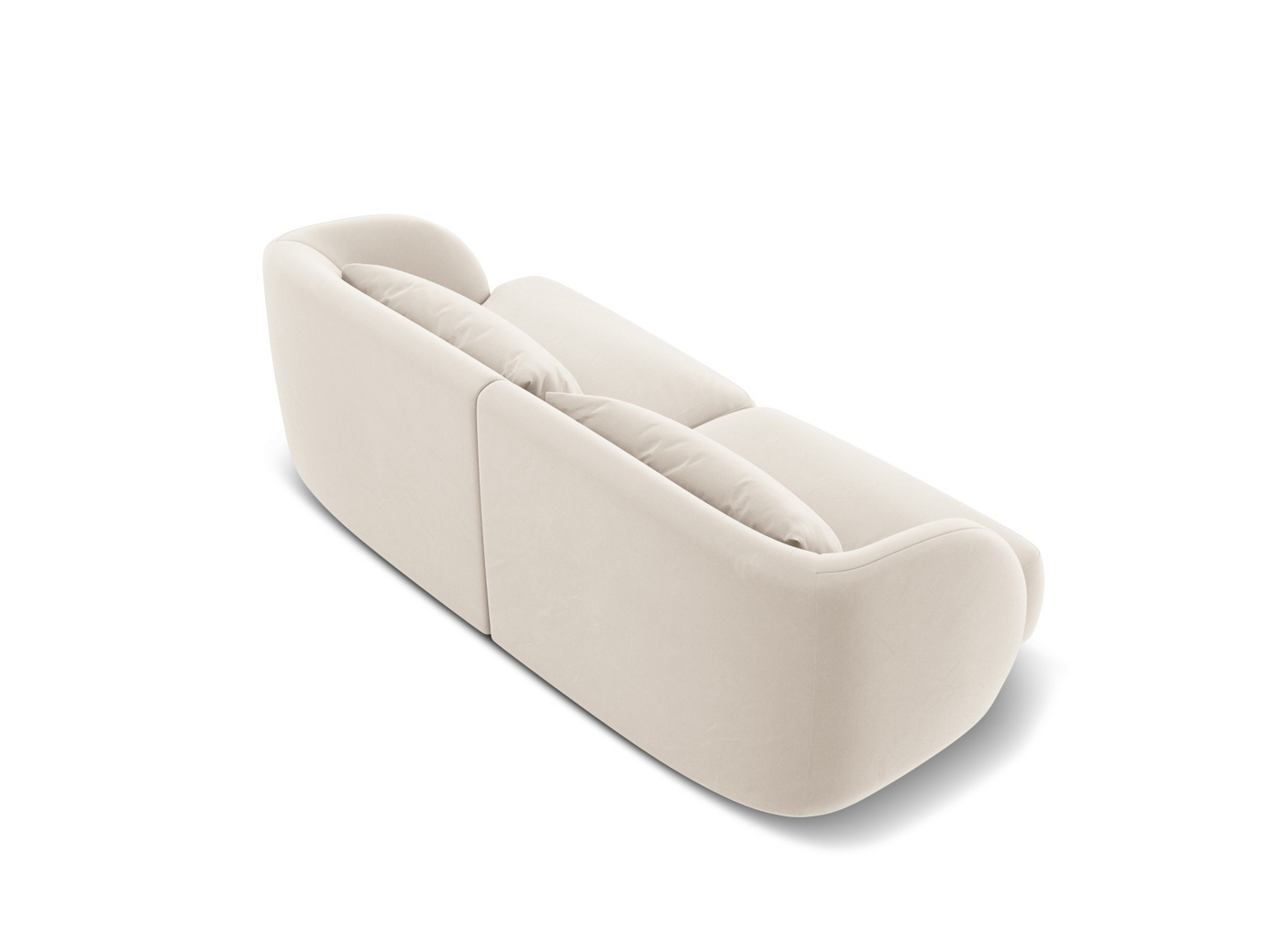 Cosmopolitan Design fløyelssofa, "Tulum", 2-seter, 180 × 90 × 70 cm, Bluvel, svarte plastben