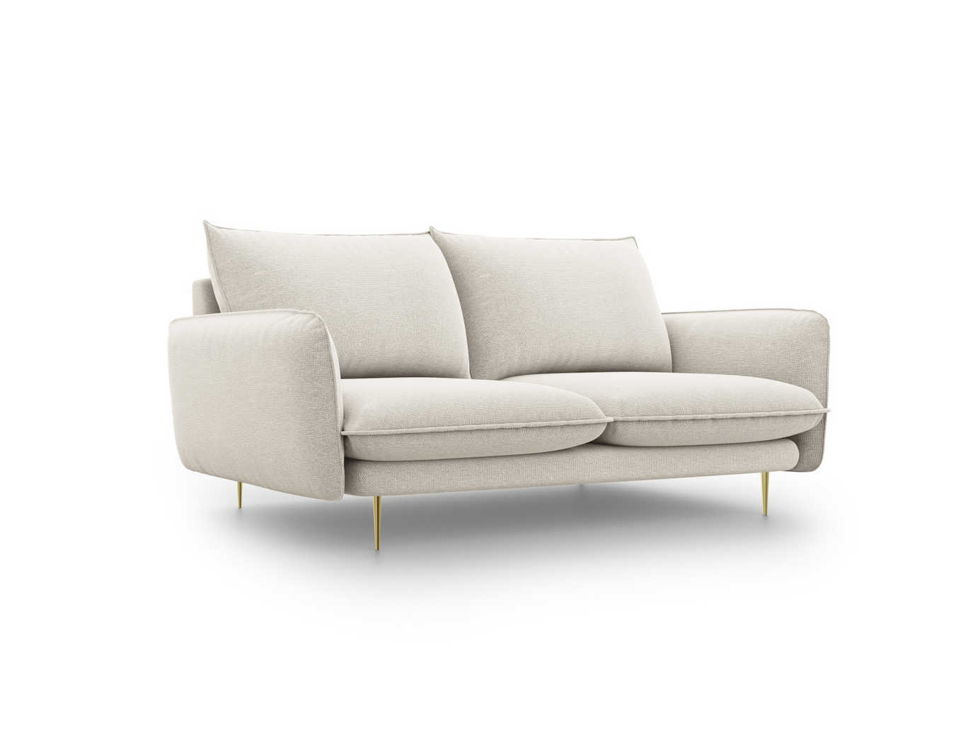 Cosmopolitan Design sofa, "Vienna", 2-seter, 160 × 92 × 95 cm, Positano, gullfargede metallben