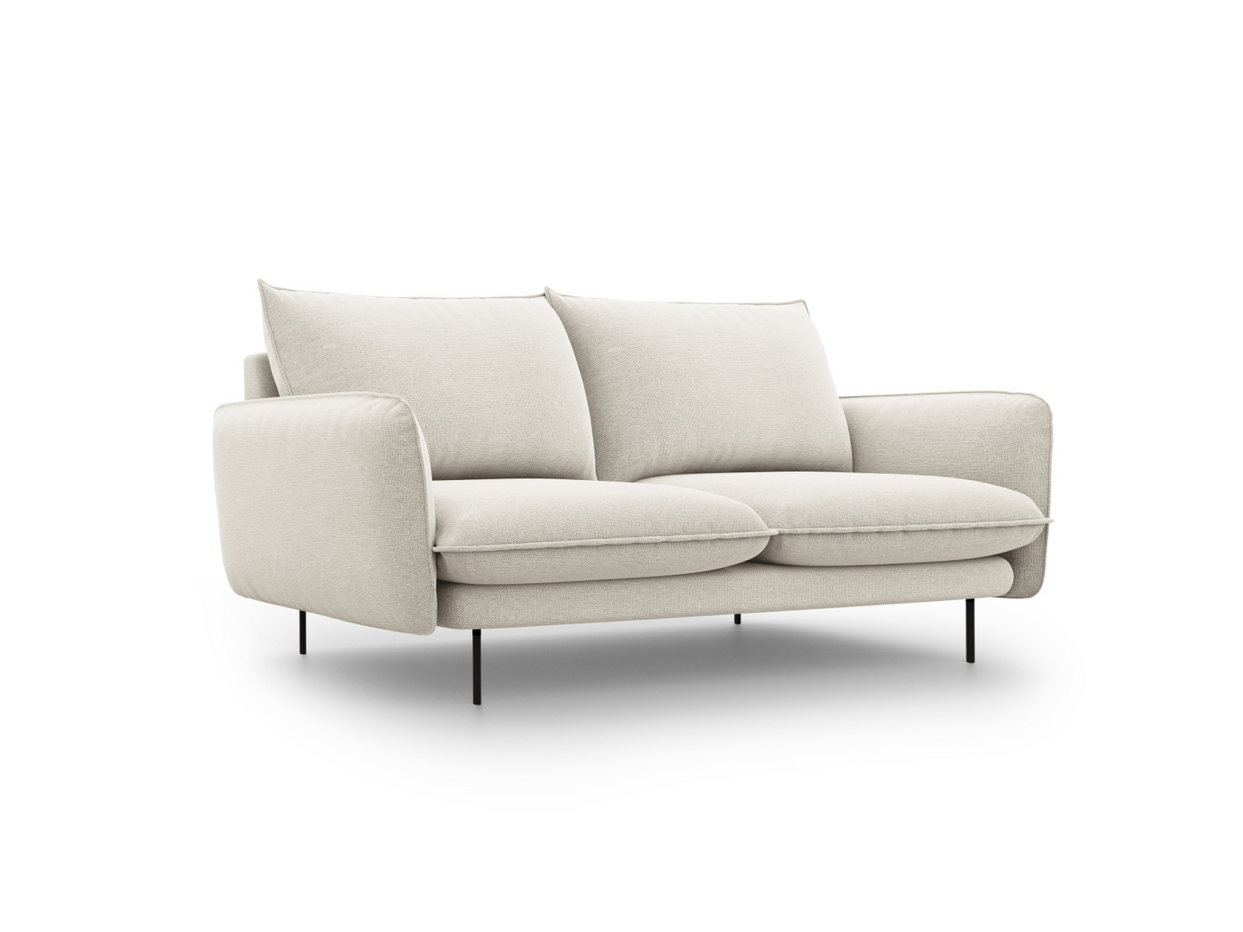 Cosmopolitan Design sofa, "Vienna", 2-seter, 160 × 92 × 95 cm, Positano, svarte metallben
