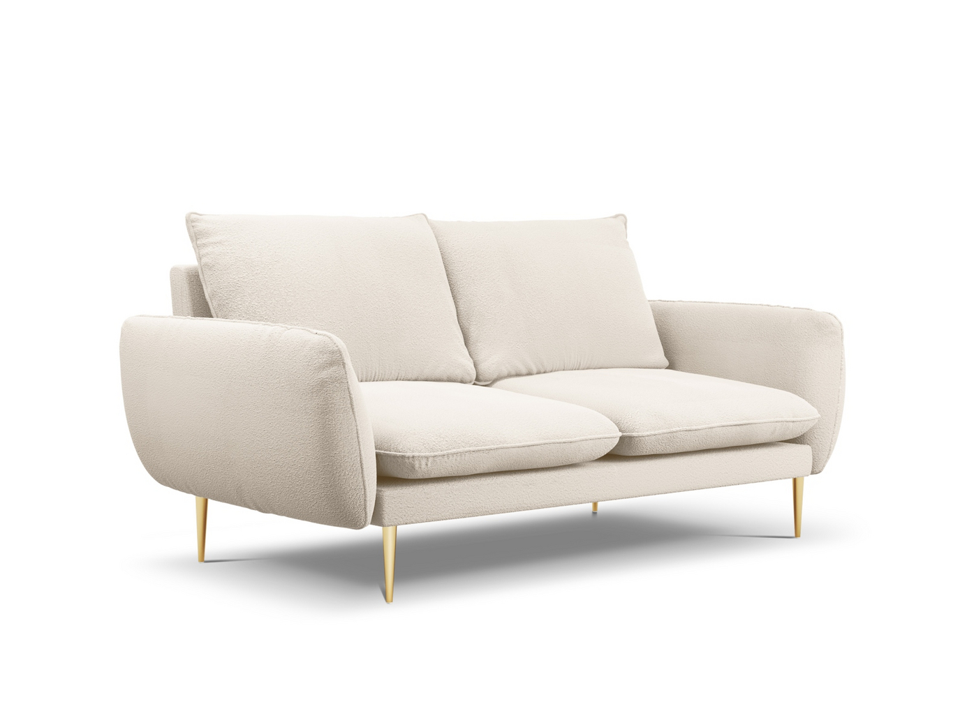 Cosmopolitan Design bouclé-sofa, "Vienna", 2-seter, 160 × 92 × 95 cm, Ascot, gullfargede metallben