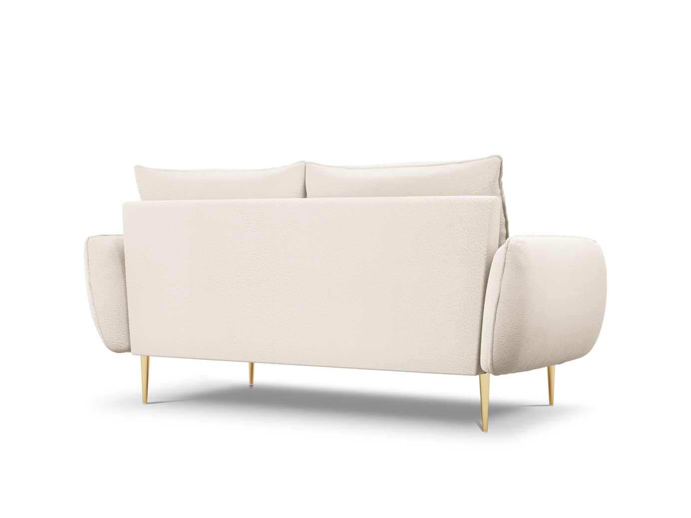 Cosmopolitan Design bouclé-sofa, "Vienna", 2-seter, 160 × 92 × 95 cm, Ascot, gullfargede metallben