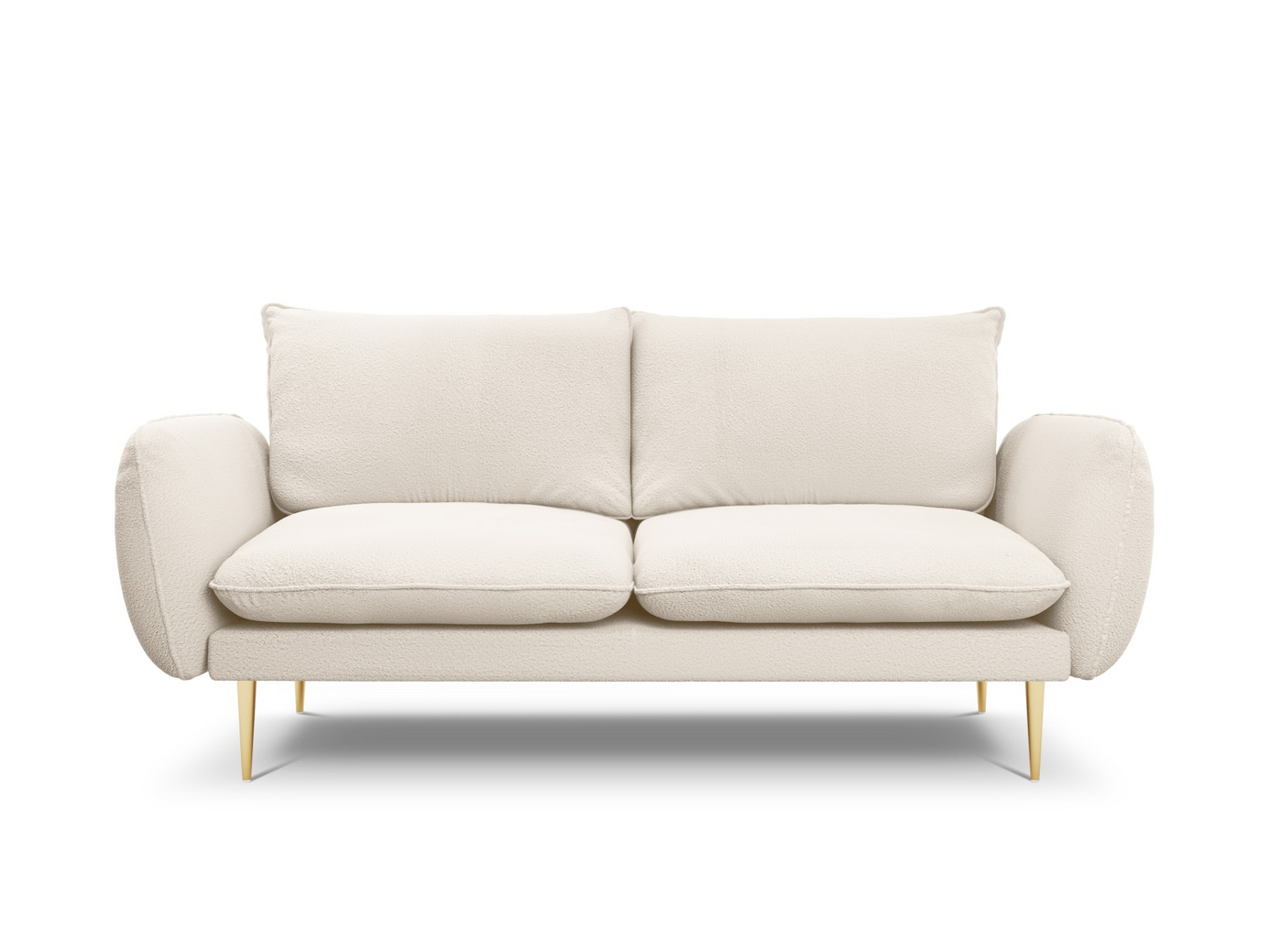 Cosmopolitan Design bouclé-sofa, "Vienna", 2-seter, 160 × 92 × 95 cm, Ascot, gullfargede metallben