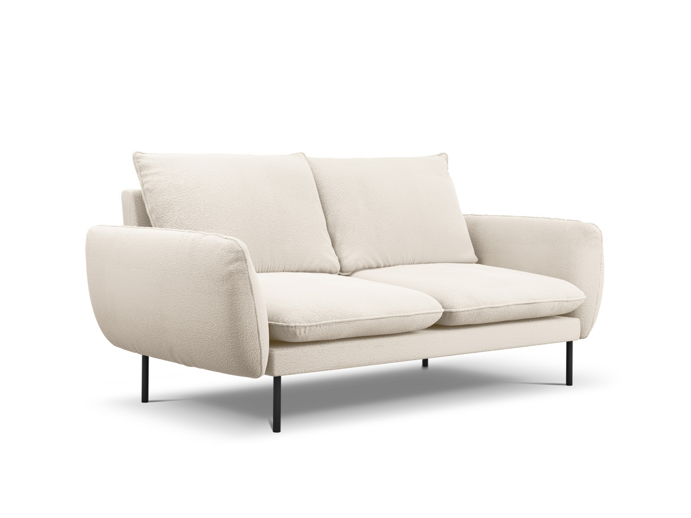 Cosmopolitan Design bouclé-sofa, "Vienna", 2-seter, 160 × 92 × 95 cm, Ascot, svarte metallben