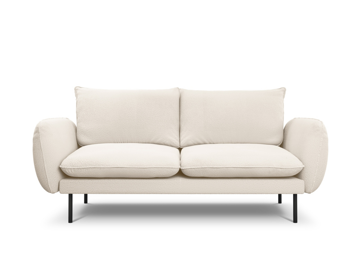 Cosmopolitan Design bouclé-sofa, "Vienna", 2-seter, 160 × 92 × 95 cm, Ascot, svarte metallben