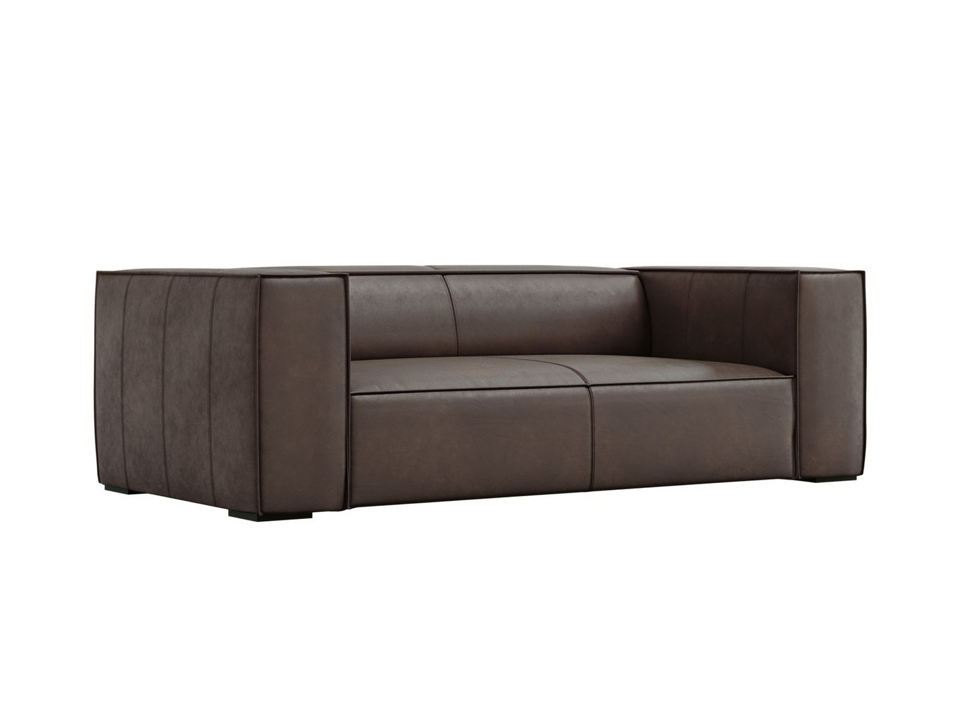 Cosmopolitan Design ekte skinn sofa, "Turin", 2-seter, 212 × 100 × 68 cm, Granada, ben i svart bøk