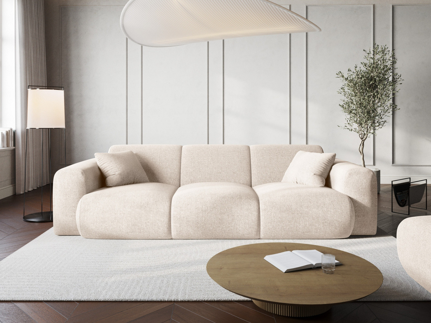Cosmopolitan Design sofa, "Nolio", 3-seter, 235 × 95 × 72 cm, Haga, svarte plastben