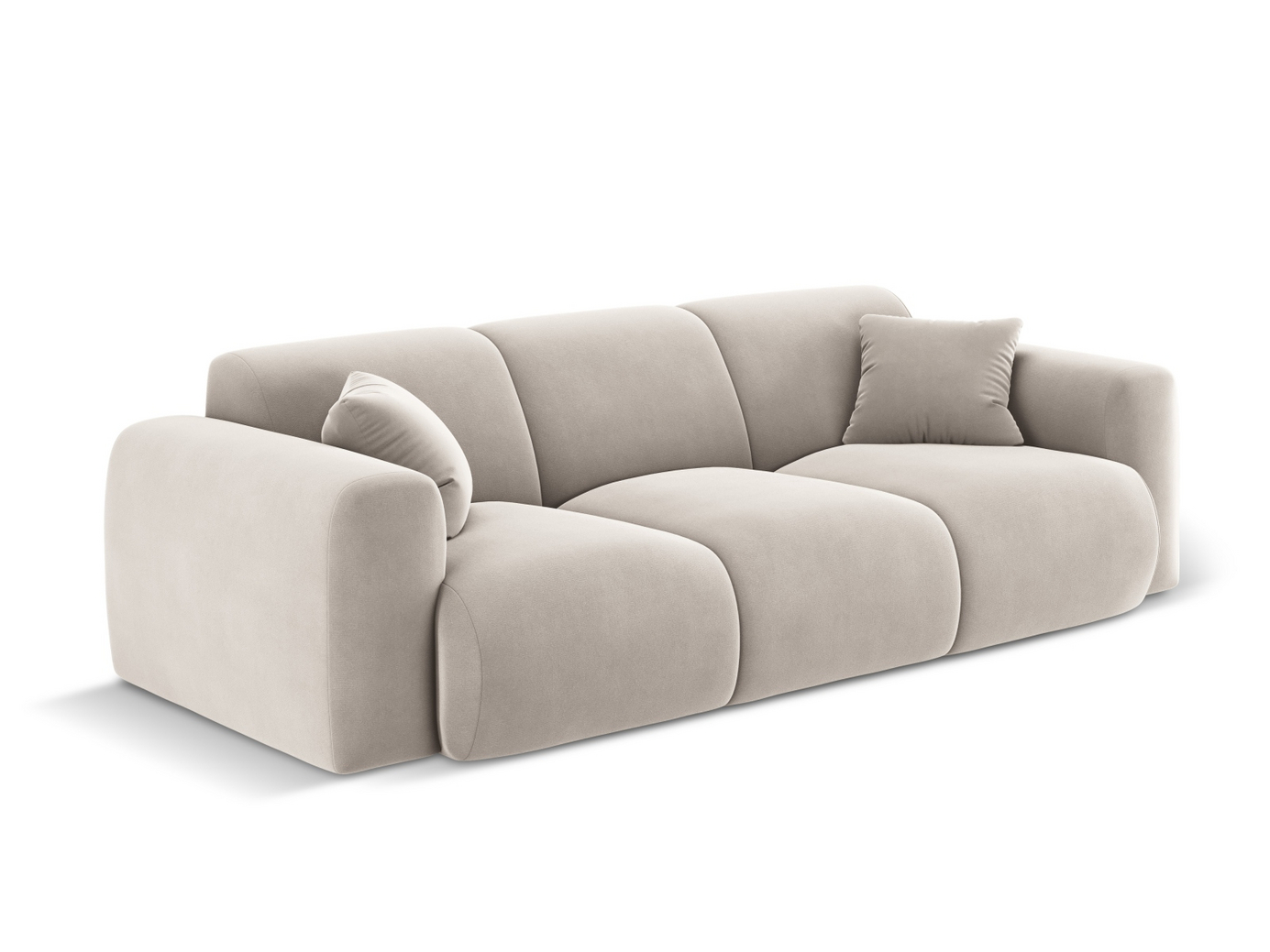 Cosmopolitan Design fløyelssofa, "Nolio", 3-seter, 235 × 95 × 72 cm, Casino, svarte plastben